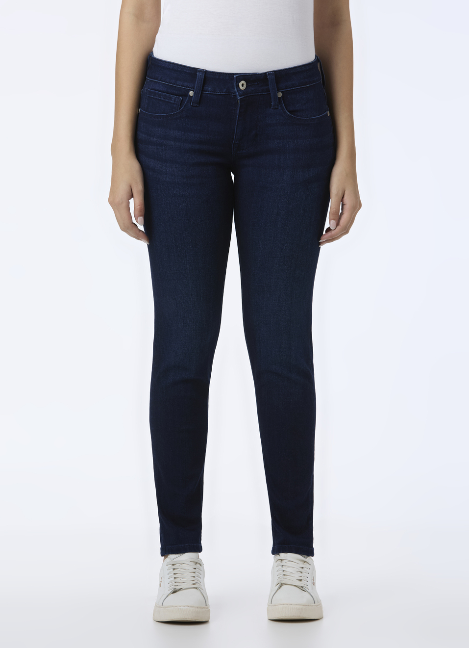 Women Dark Blue Mid Rise Skinny Fit Powerflex Jeans, , large image number 1