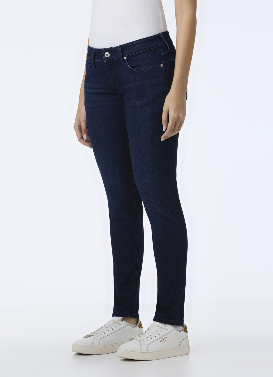 Women Dark Blue Mid Rise Skinny Fit Powerflex Jeans, , large image number 3