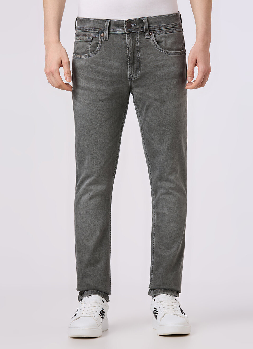 Men Grey Mid Rise Slim Fit Stretchable Jeans, , large image number 2