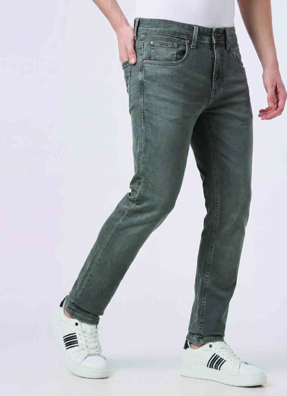 Men Grey Mid Rise Slim Fit Stretchable Jeans, , large image number 0