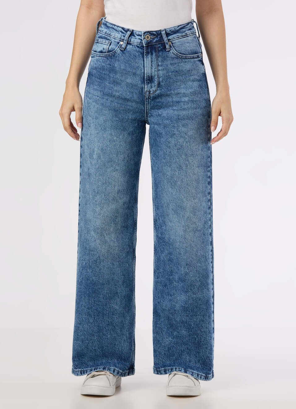 Women Blue High Rise Wide Leg Stretchable Jeans, , large image number 1