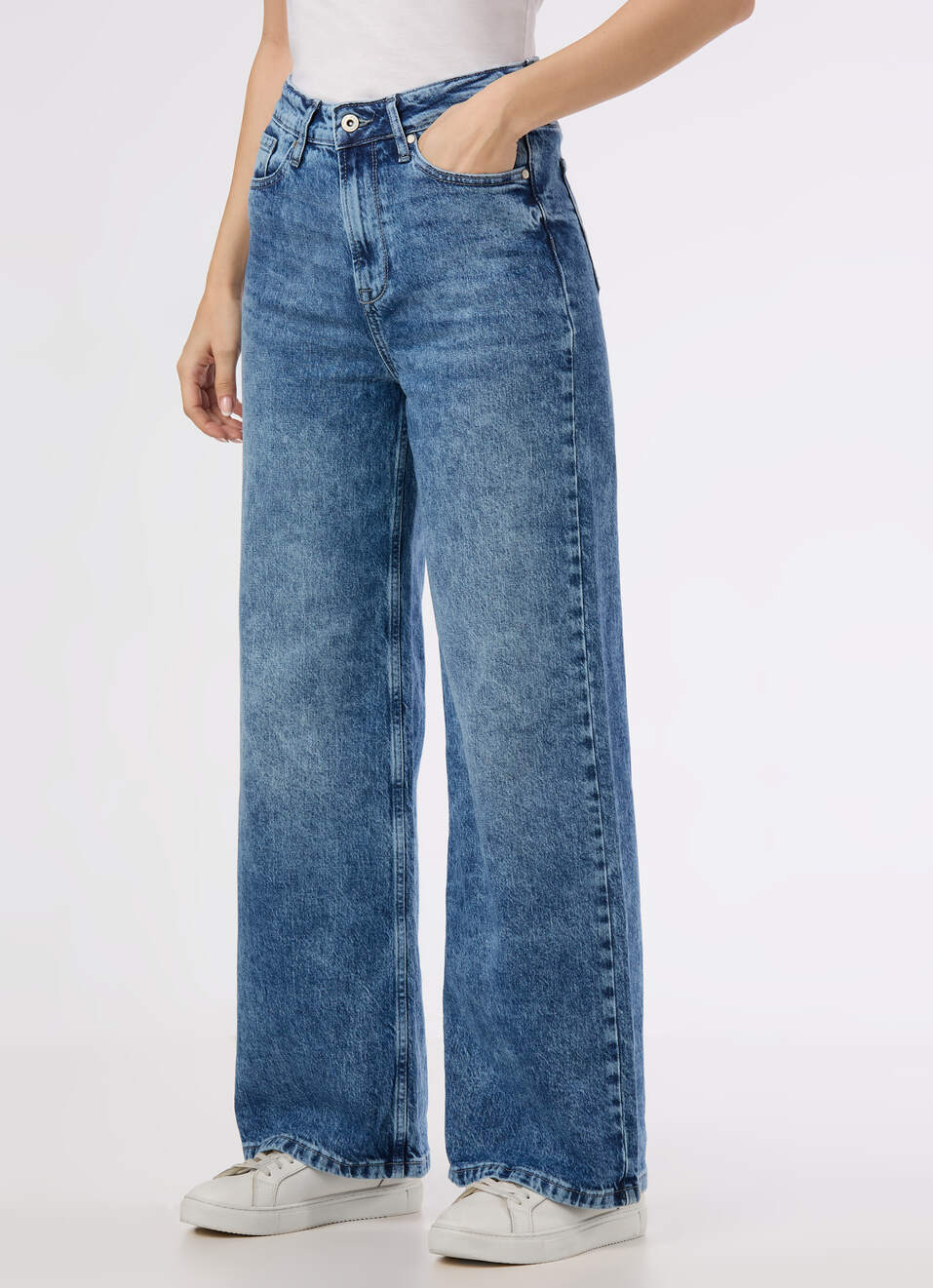 Women Blue High Rise Wide Leg Stretchable Jeans, , large image number 3