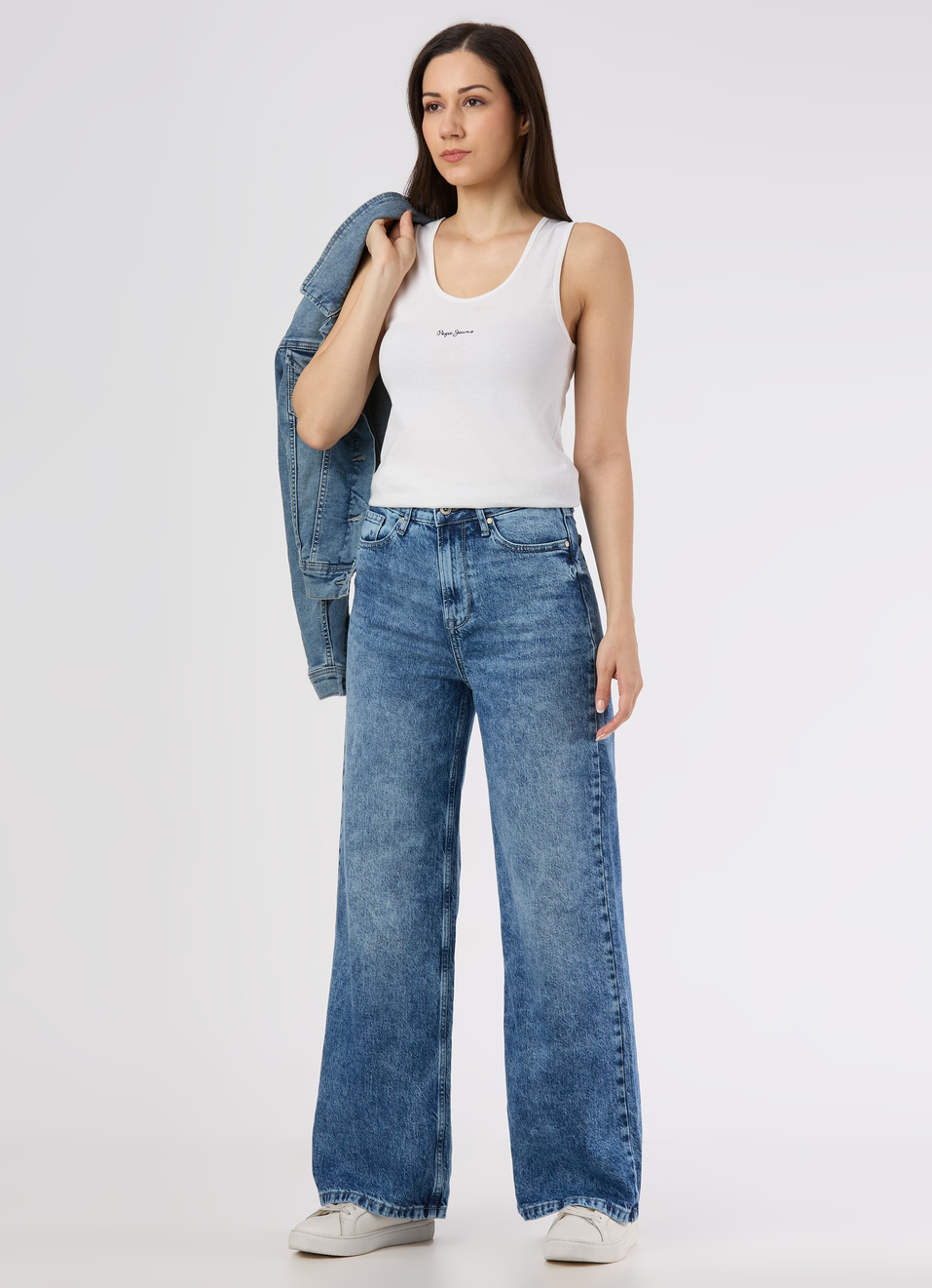 Women Blue High Rise Wide Leg Stretchable Jeans, , large image number 0