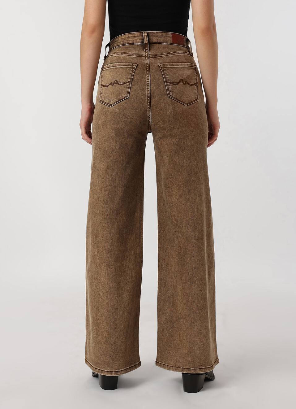 Women Brown High Rise Wide Leg Jeans, , large image number 2