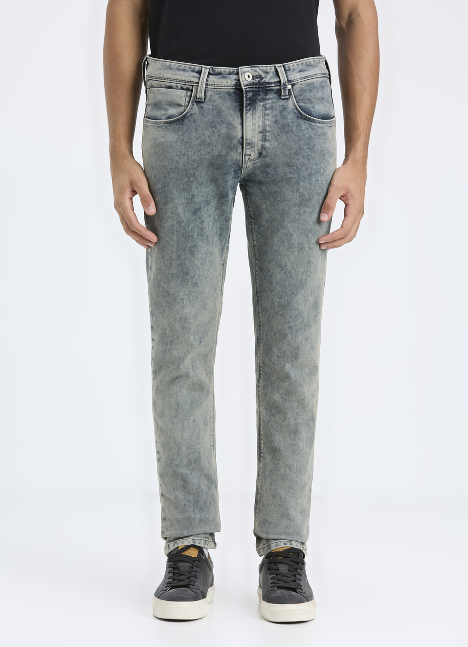 Men Grey Low Rise Slim Fit Tapered Jeans, , large image number 1