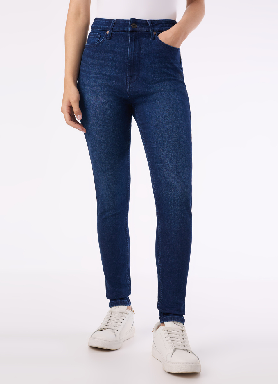 Women Dark Blue High Rise Skinny Fit Stretchable Jeans, , large image number 1