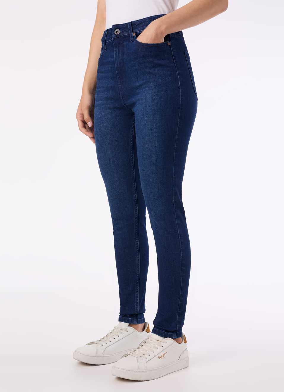 Women Dark Blue High Rise Skinny Fit Stretchable Jeans, , large image number 3