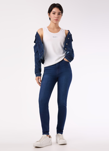 Women Dark Blue High Rise Skinny Fit Stretchable Jeans