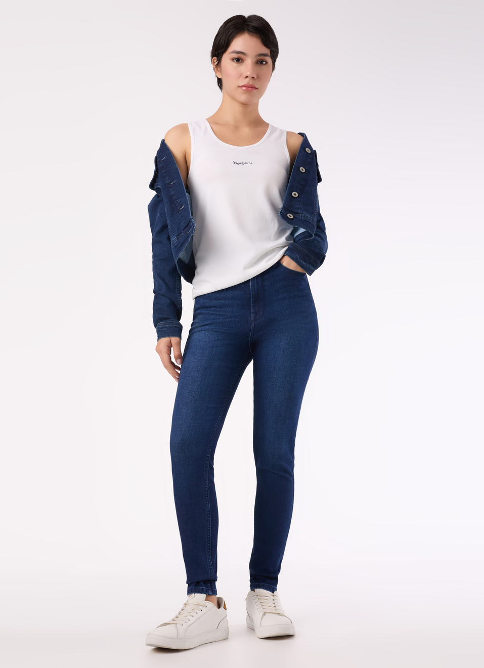 Women Dark Blue High Rise Skinny Fit Stretchable Jeans, , large image number 0