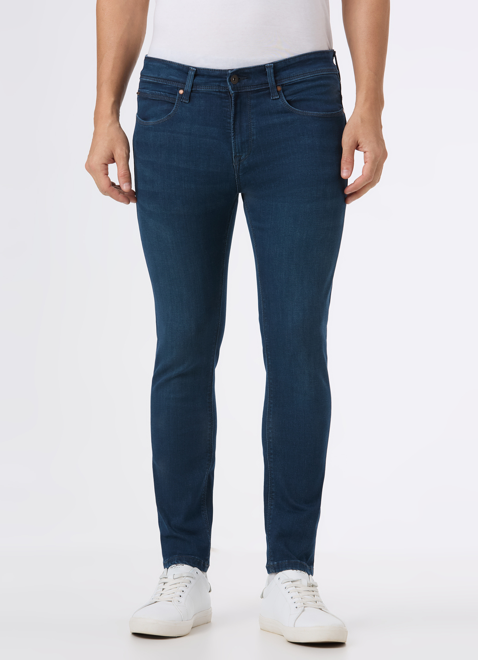 Men Blue Mid Rise Slim Fit Powerflex Jeans, , large image number 1