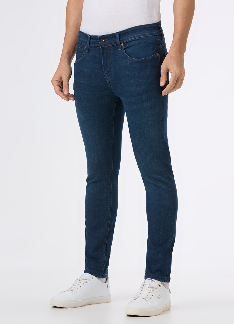 Men Blue Mid Rise Slim Fit Powerflex Jeans, , large image number 5