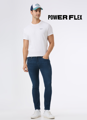 Men Blue Mid Rise Slim Fit Powerflex Jeans