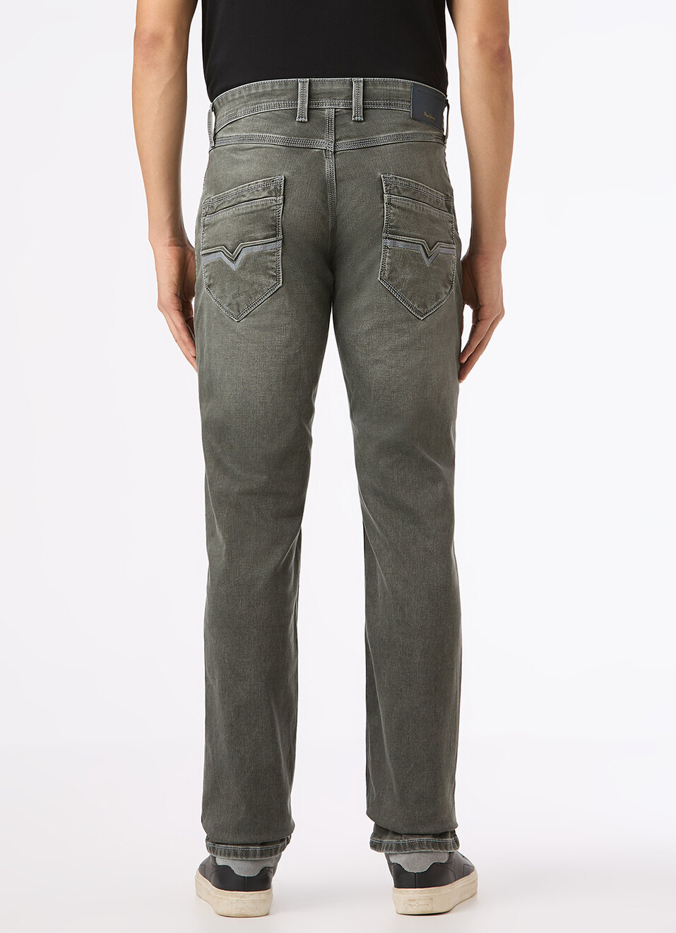 Men Grey Mid Rise Straight Fit Stretchable Jeans, , large image number 3