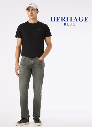 Men Grey Mid Rise Straight Fit Stretchable Jeans