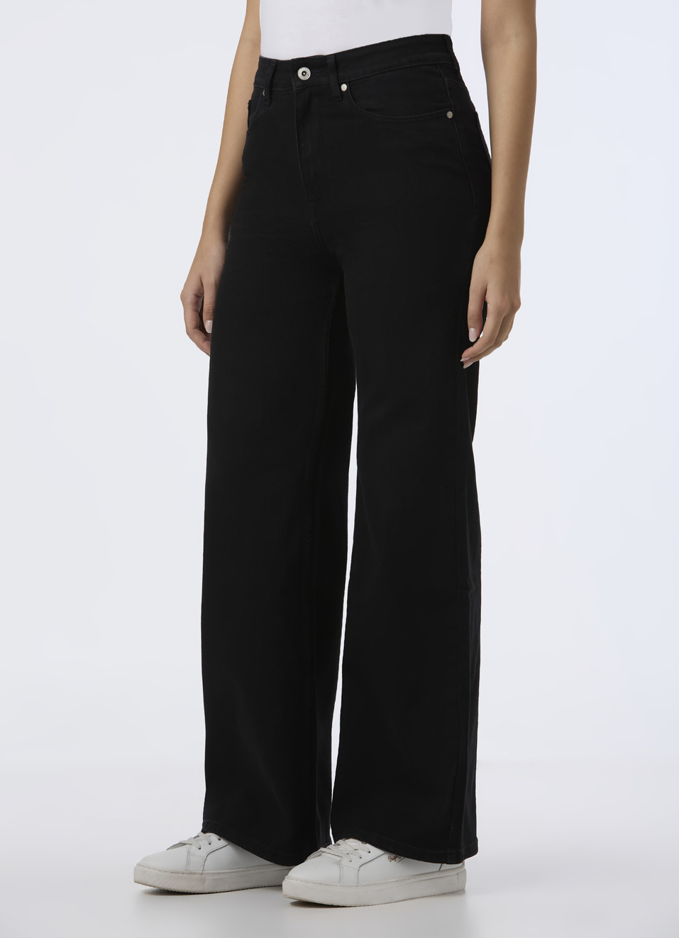 Women Black High Rise Wide Leg Stretchable Jeans, , large image number 3