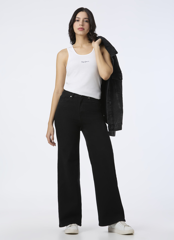 Women Black High Rise Wide Leg Stretchable Jeans