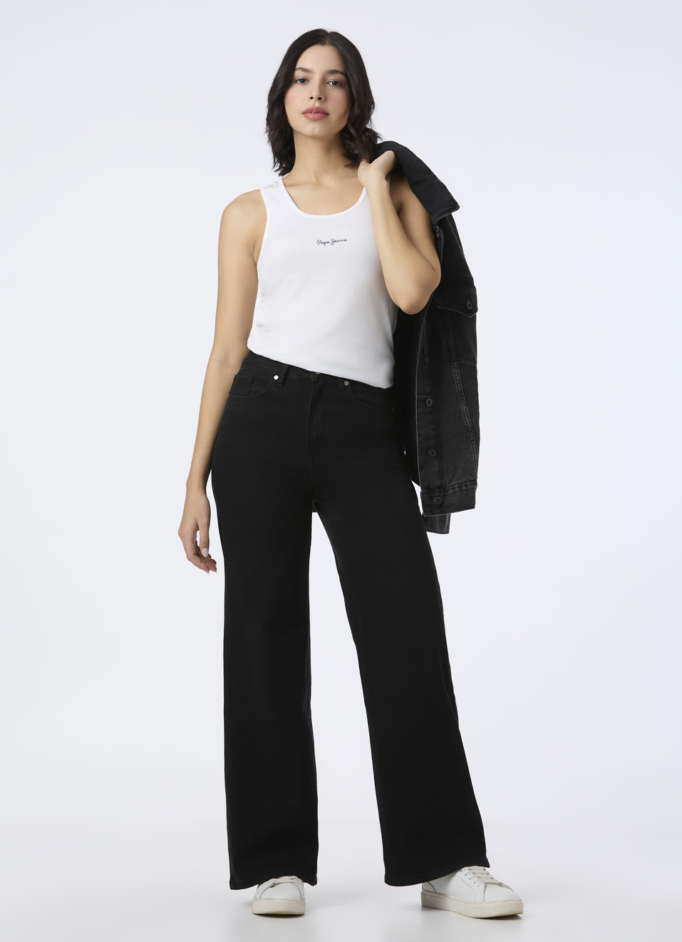 Women Black High Rise Wide Leg Stretchable Jeans, , large image number 0