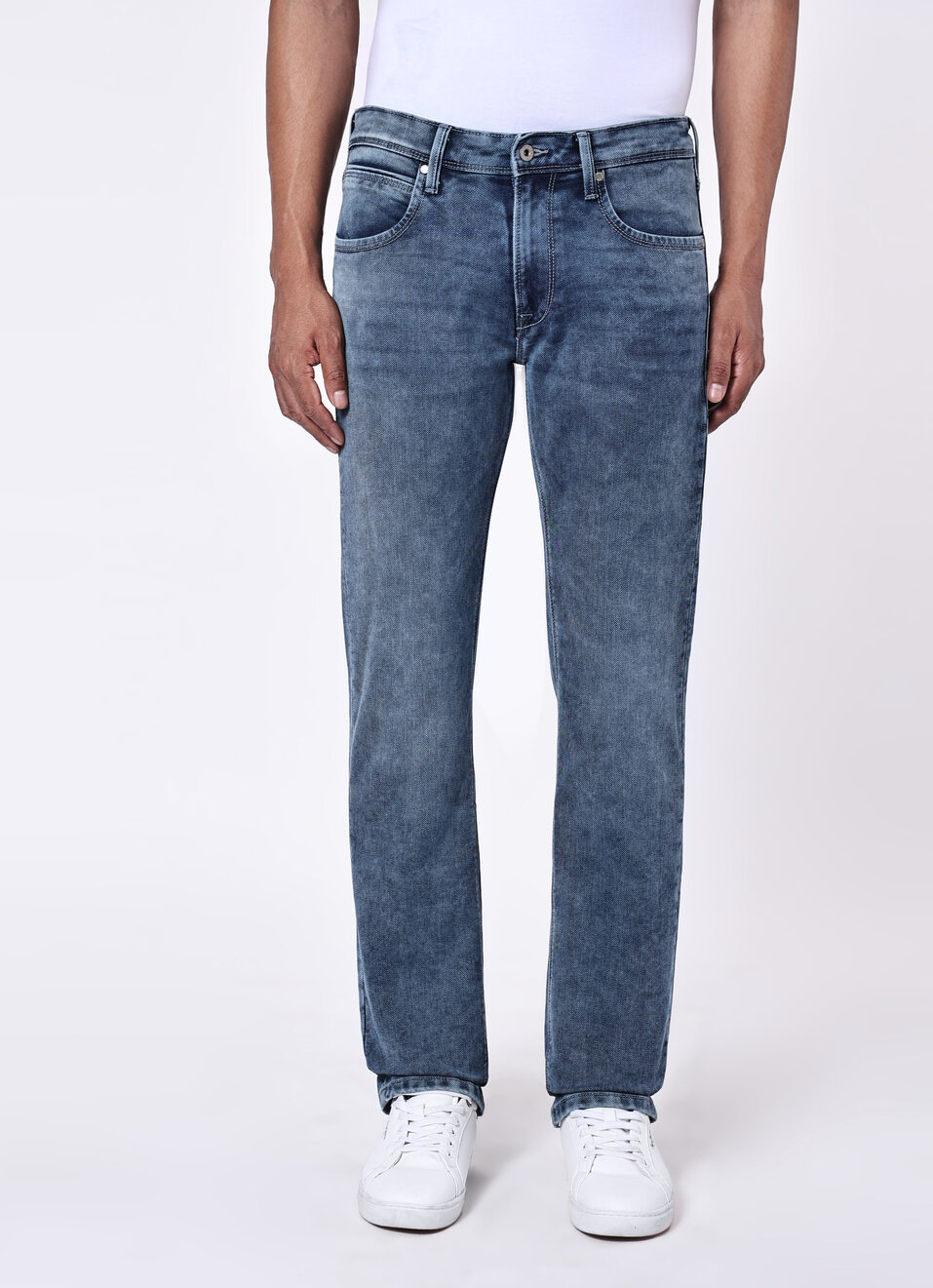 Men Mid Blue Rise Stretchable Straight Leg Jogger Jeans, , large image number 1