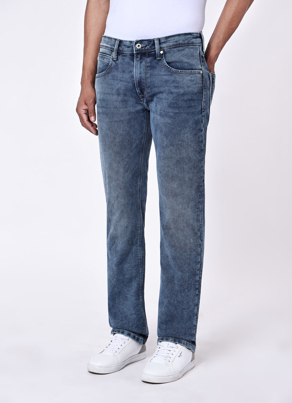 Men Mid Blue Rise Stretchable Straight Leg Jogger Jeans, , large image number 3