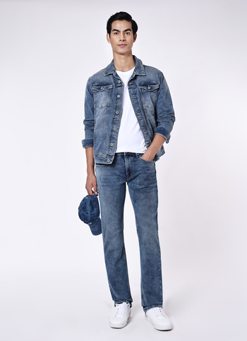 Men Mid Blue Rise Stretchable Straight Leg Jogger Jeans