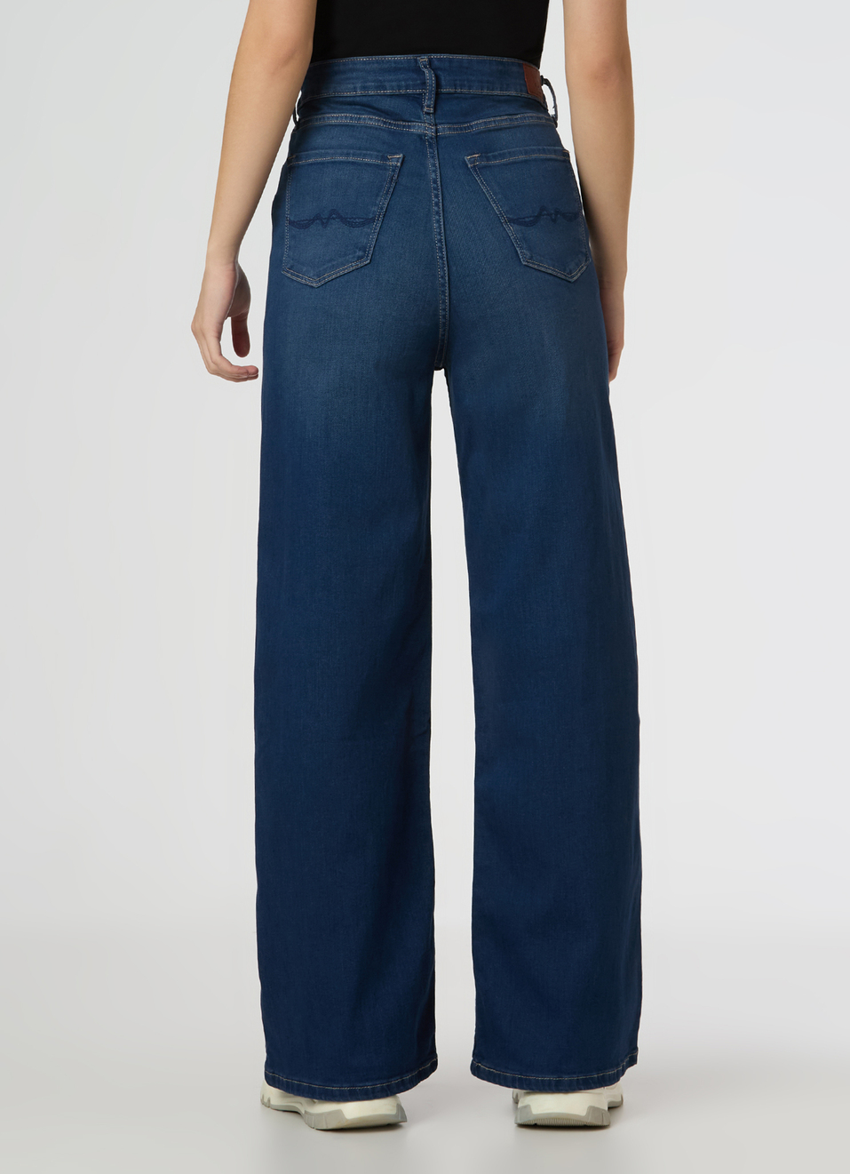 Women Dark Blue High Rise Wide Leg Stretchable Jeans, , large image number 2