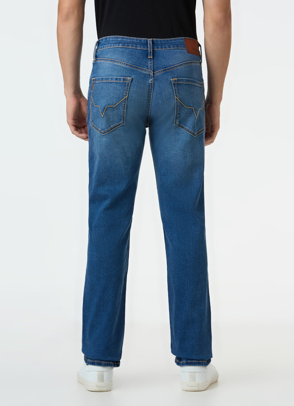 Men Blue Mid Rise Straight Fit Stretchable Jeans, , large image number 2