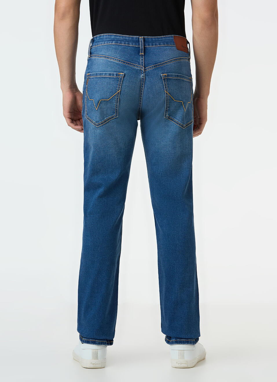 Men Blue Mid Rise Straight Fit Stretchable Jeans, , large image number 4