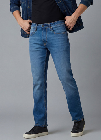 Men Blue Mid Rise Straight Fit Stretchable Jeans