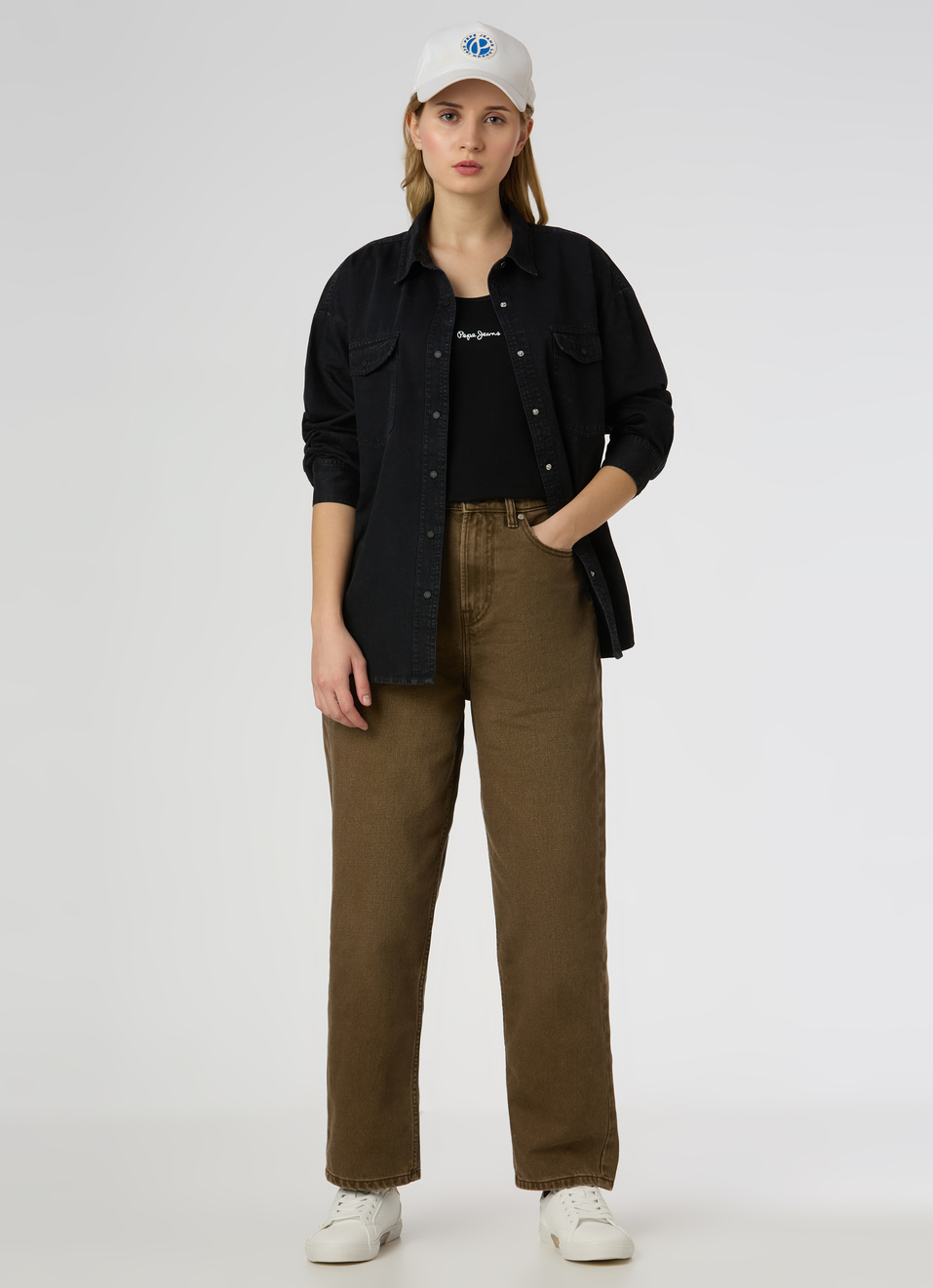 Women Brown High Rise Barrel Fit Jeans, , large image number 0