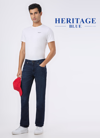 Men Dark Blue Mid Rise Straight Fit Stretchable Jeans