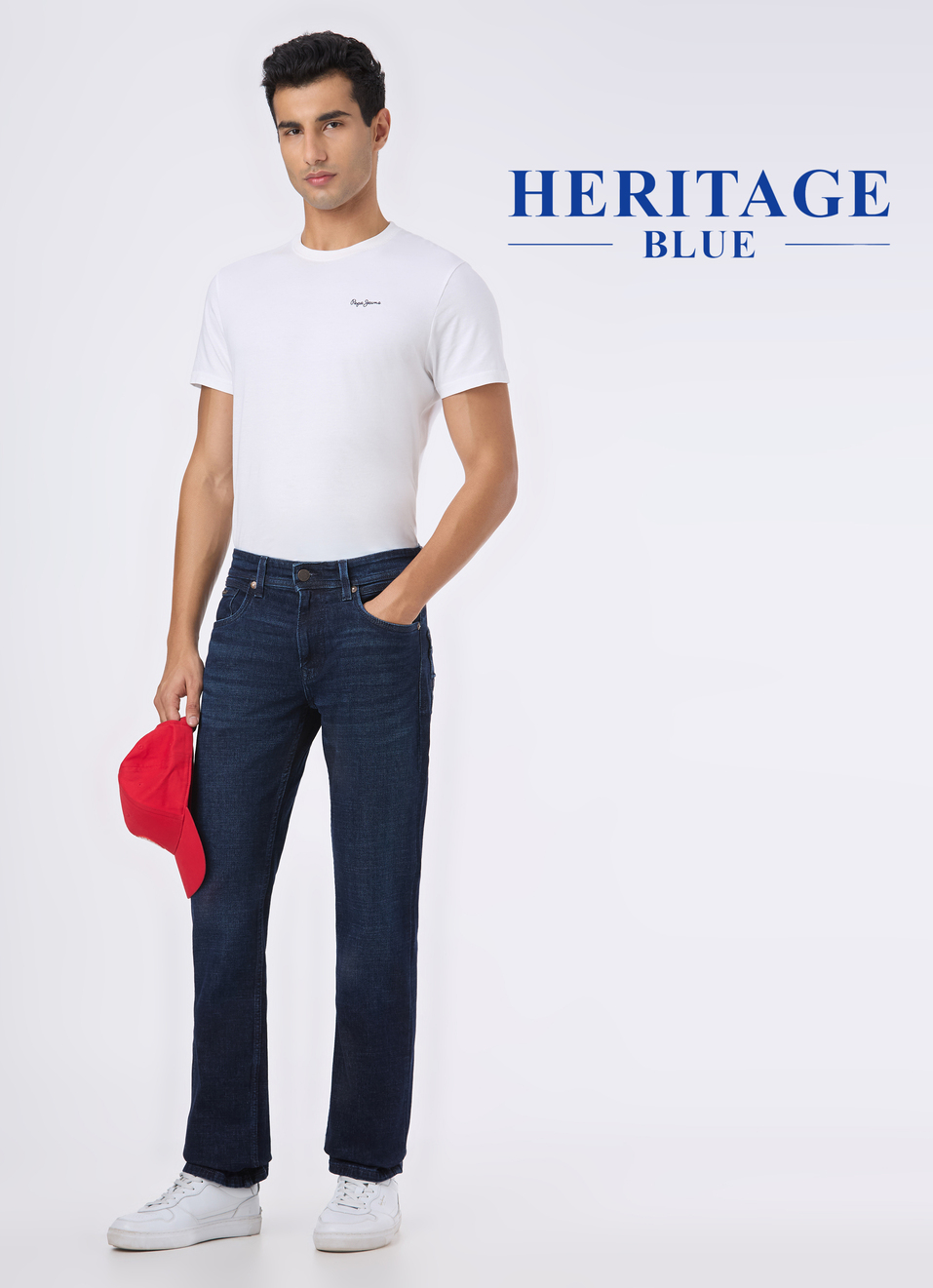 Men Dark Blue Mid Rise Straight Fit Stretchable Jeans, , large image number 0