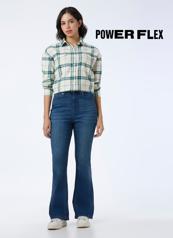 Women Blue High-rise Flared Powerflex Jeans