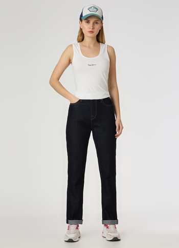 Women Dark Blue High Rise Straight Fit Stretchable Jeans