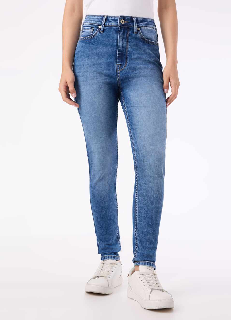 Women Blue High Rise Skinny Fit Stretchable Jeans, , large image number 1