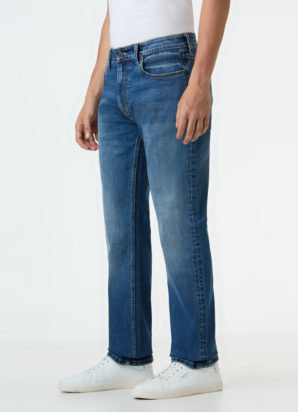 Men Blue Mid Rise Straight Fit Strechable Jeans, , large image number 3