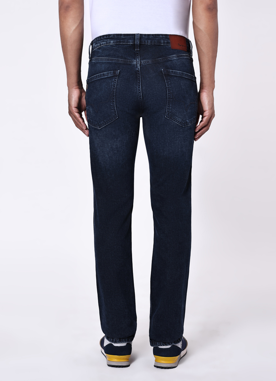 Men Dark Blue Mid Rise Stretchable Straight Leg Jeans, , large image number 2