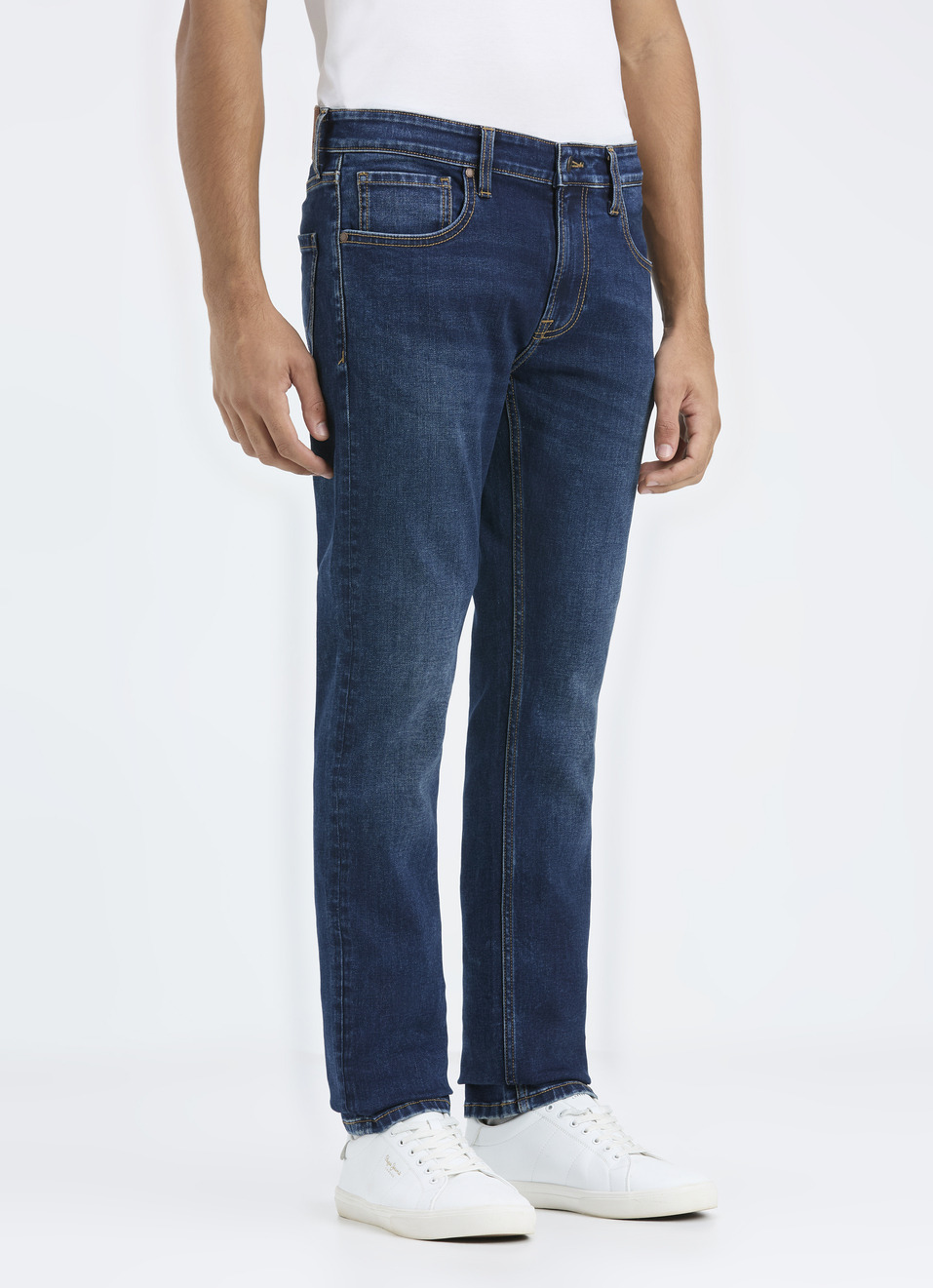Men Blue Mid Rise Slim Fit Stretchable Jeans, , large image number 3