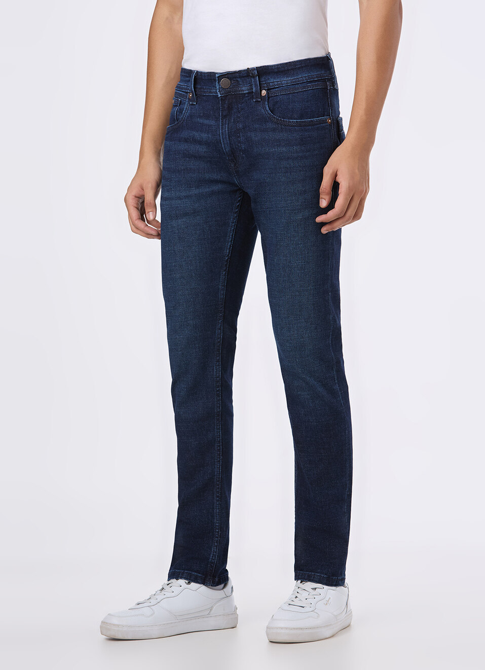 Men Blue Low Rise Slim Fit Tapered Stretchbale Jeans, , large image number 4