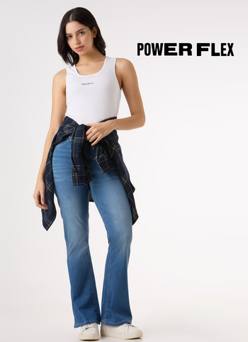 Women Blue High Rise Flared Leg Powerflex Jeans