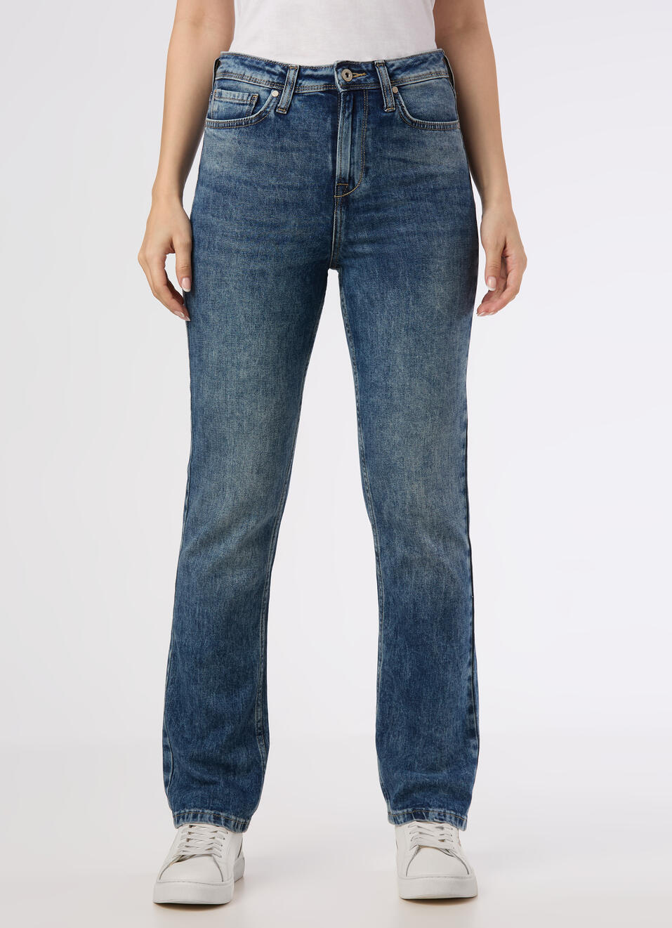 Women Light Blue High Rise Straight Fit Stretchable Jeans, , large image number 1