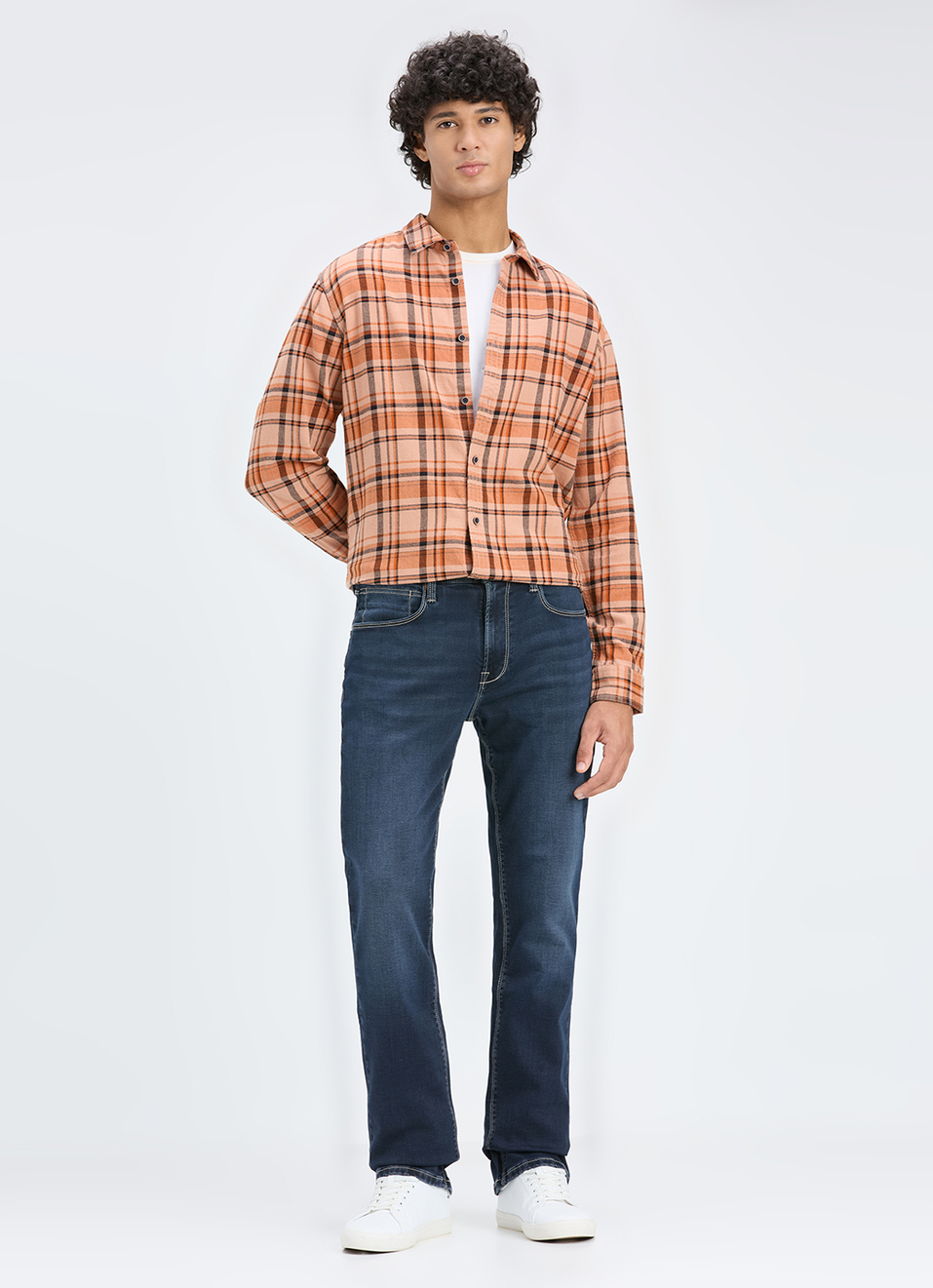 Men Blue Mid Rise Straight Fit Jeans, , large image number 1