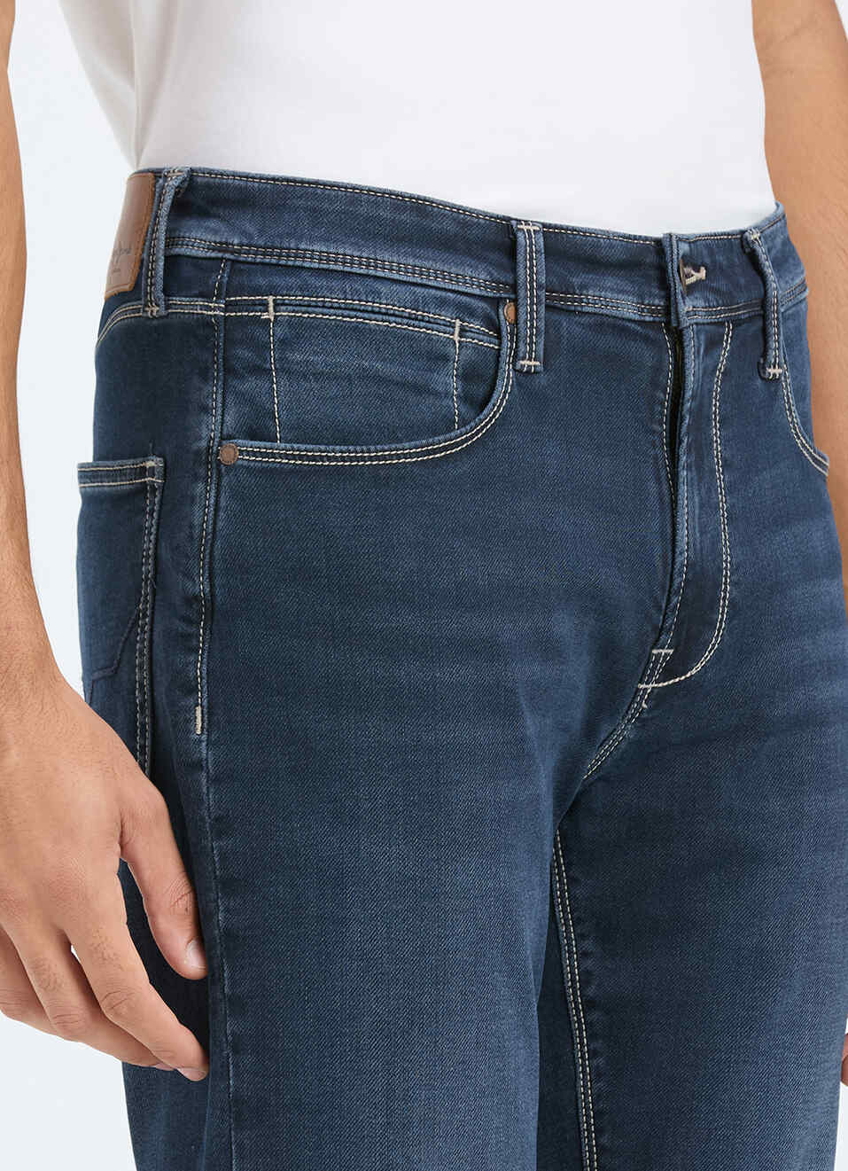 Men Blue Mid Rise Straight Fit Jeans, , large image number 3