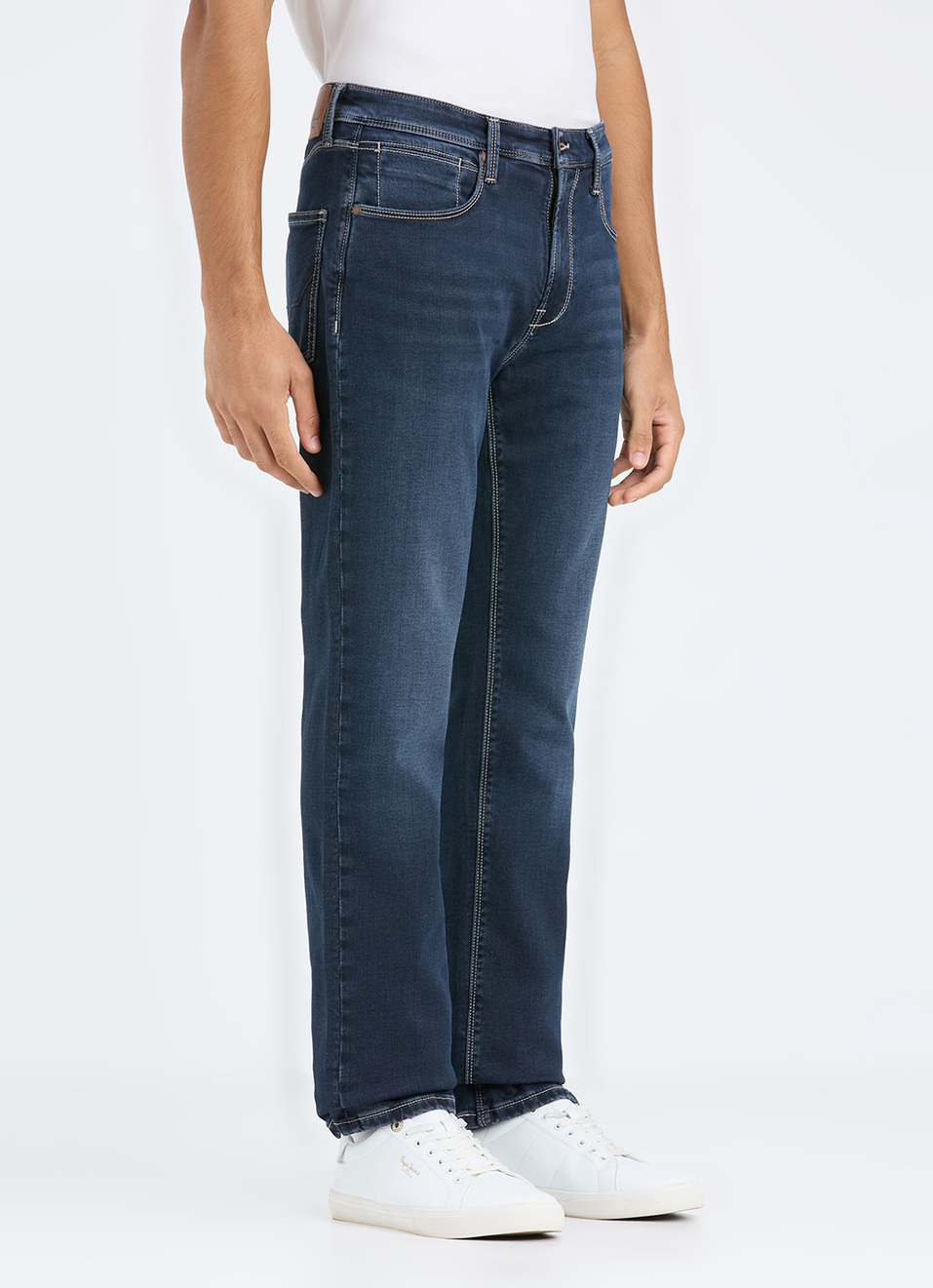 Men Blue Mid Rise Straight Fit Jeans, , large image number 4