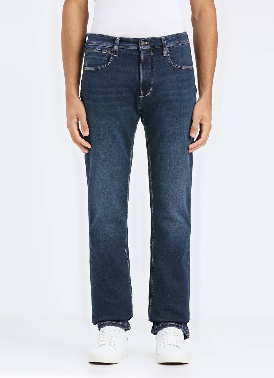 Men Blue Mid Rise Straight Fit Jeans, , large image number 5