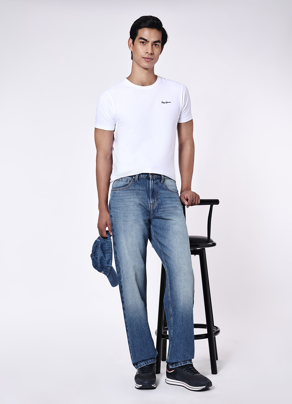 Men Blue Baggy Fit Mid Rise Tapered Leg Jeans, , large image number 1