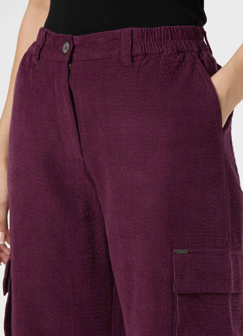 Women Cherry Red Mid Rise Relax Fit Cargo Pants, , large image number 4