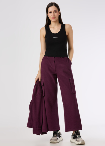 Women Cherry Red Mid Rise Relax Fit Cargo Pants