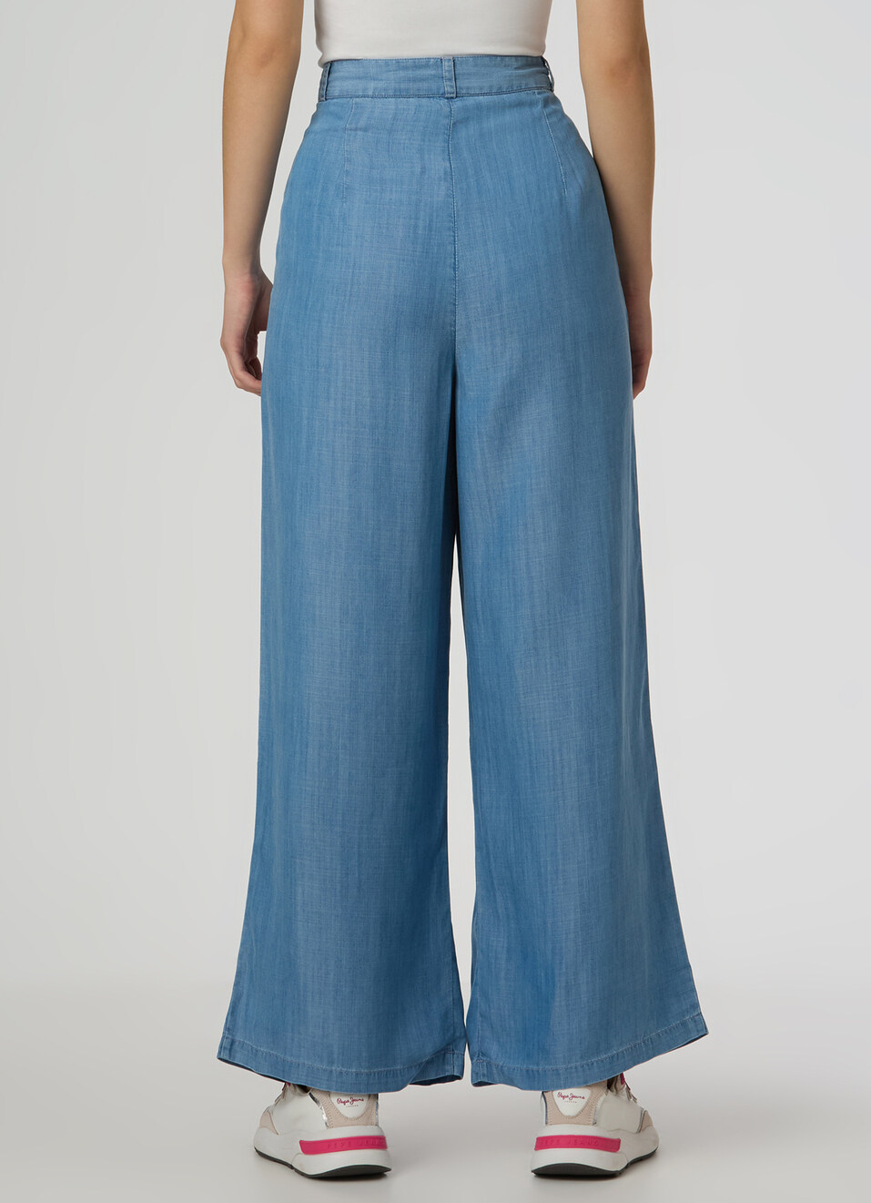 Women Light Blue High Rise Wide Leg Pant, , large image number 2