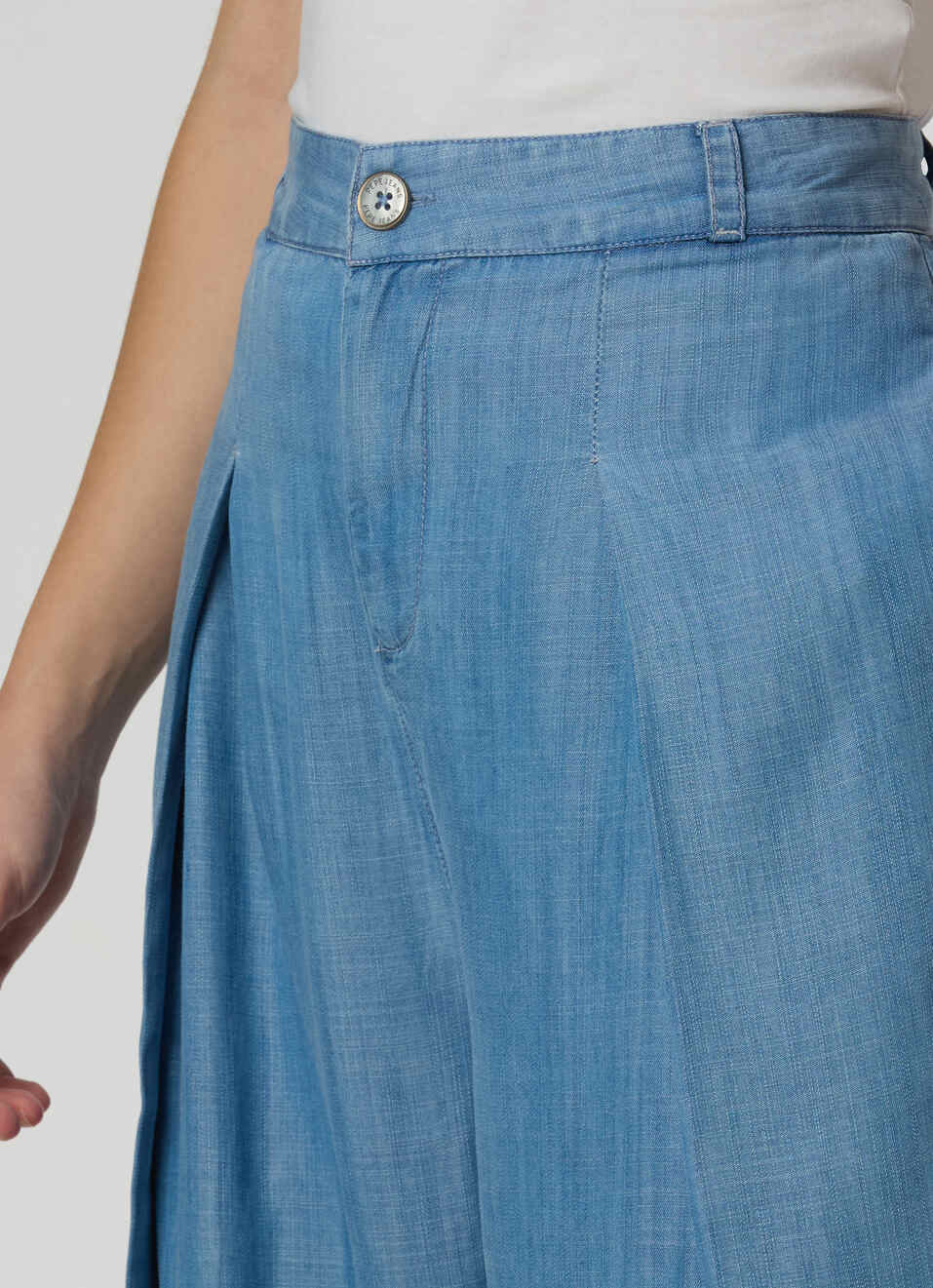 Women Light Blue High Rise Wide Leg Pant, , large image number 4