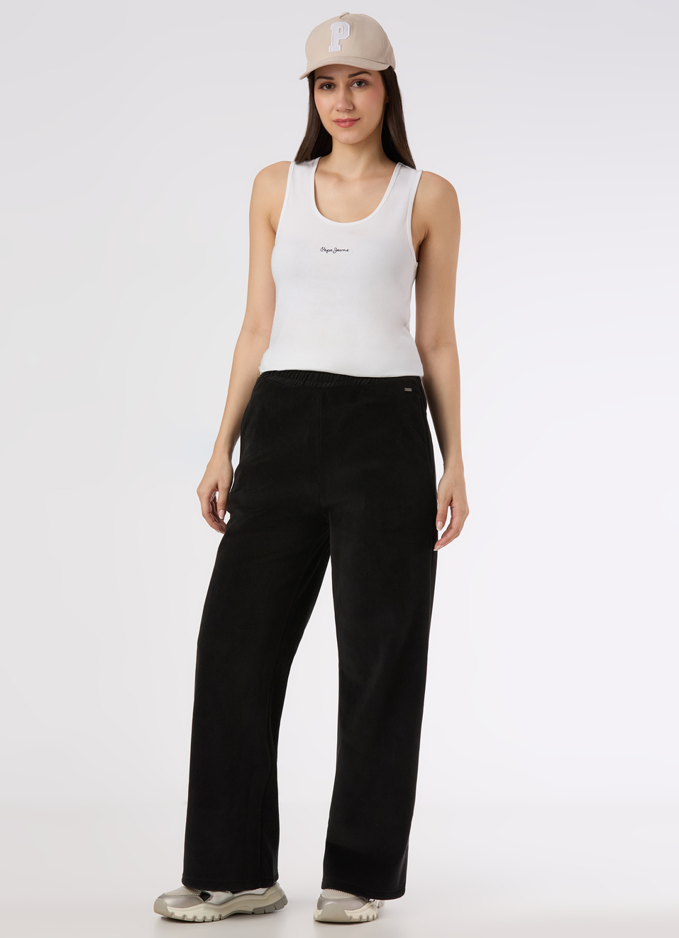 Women Black Mid Rise Relax Fit Wide Leg Corduroy Pant, , large image number 5